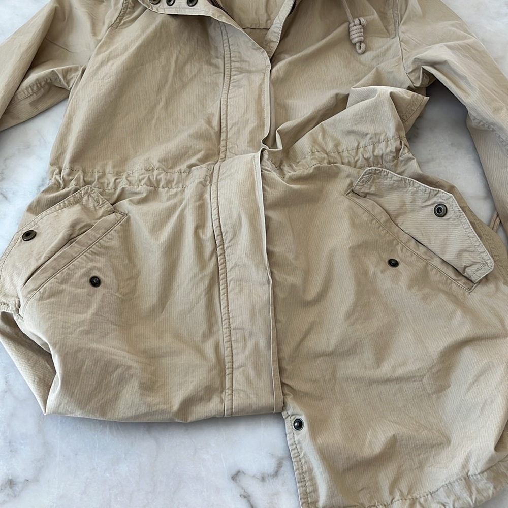 Levi's Women's Cotton Hooded Utility Jacket Lightweight Sz S Khaki Beige - Picture 11 of 16